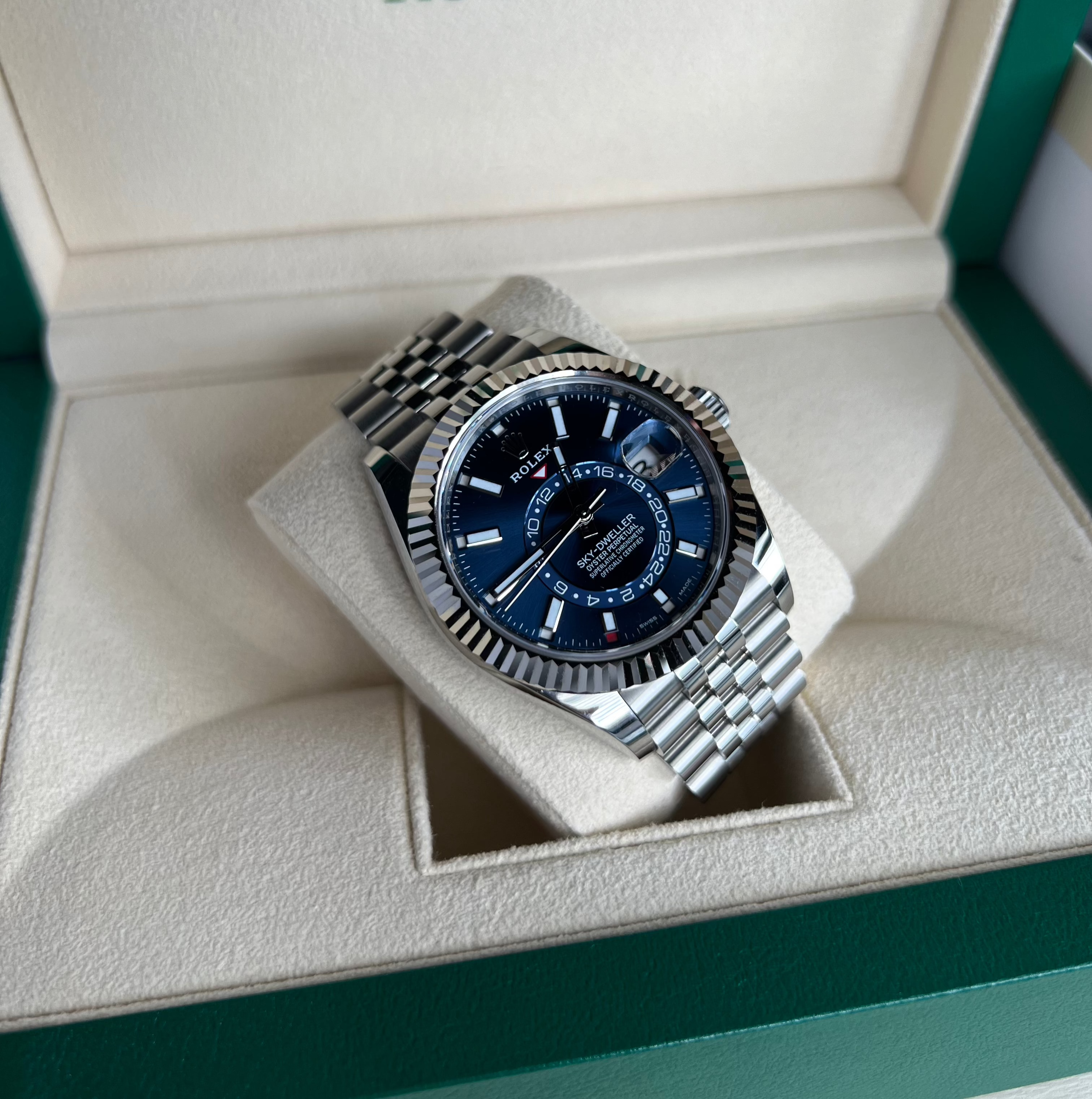 Rolex Skydweller 326934 with a Blue Dial on a Jubilee Bracelet