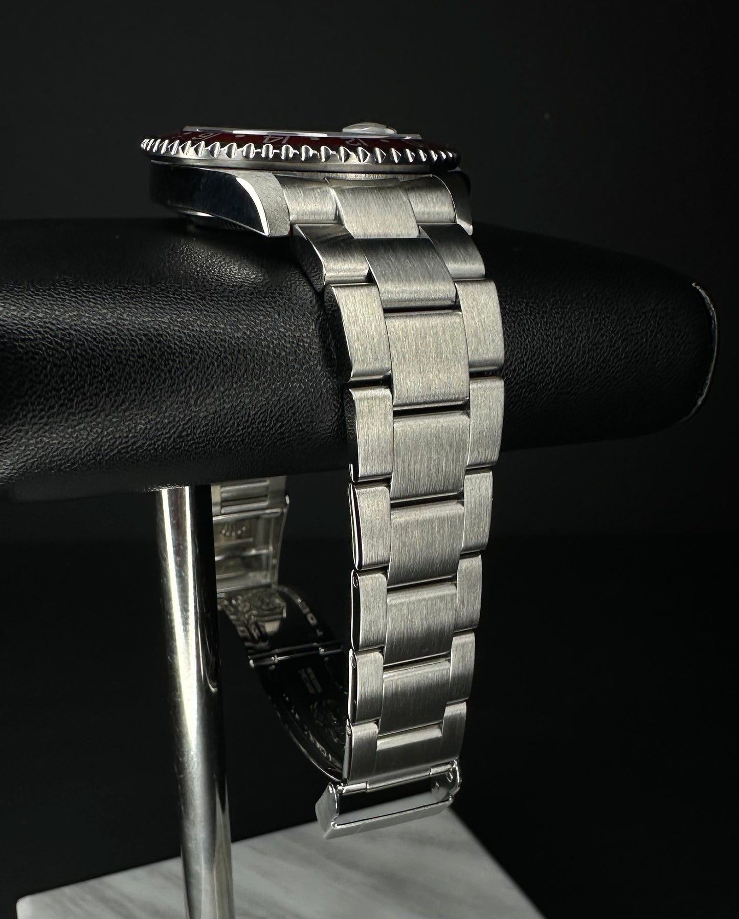 Rolex GMT-Master II model 16710 CPO with the rare 'Stick Dial,' complete set from 2007. This automatic watch features the classic GMT functionality, iconic design, and unique dial variation, making it a prized piece for collectors of limited-edition luxury timepieces. Available from The Watch Trader CT.