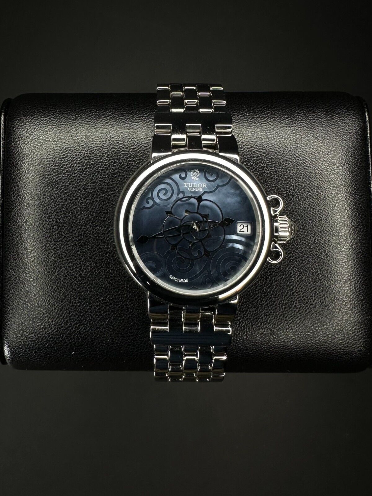 Tudor Clair De Rose 34mm ladies' watch, model 35700, crafted in stainless steel with elegant design elements and 2023 release. A sophisticated timepiece ideal for women seeking classic style and luxury craftsmanship. Available from The Watch Trader CT.