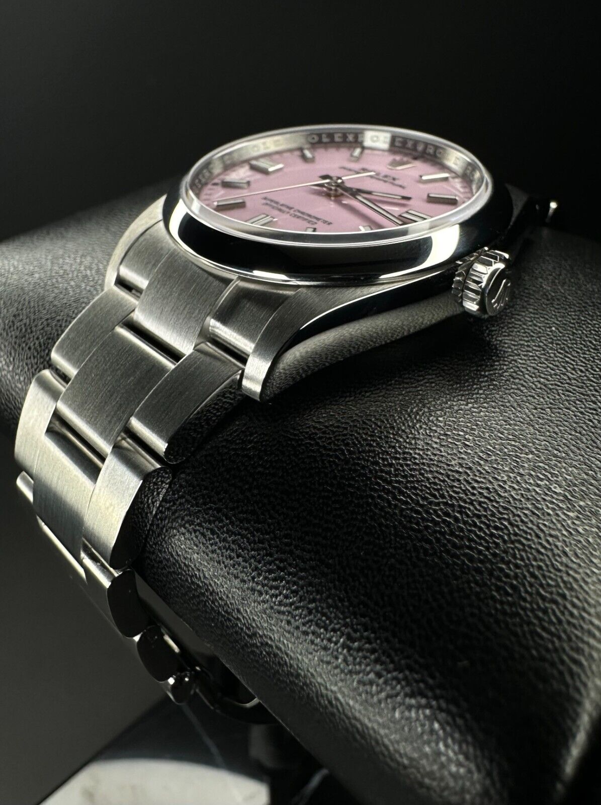 Rolex Oyster Perpetual 36mm automatic watch, model 126000, featuring a vibrant candy pink dial and classic stainless steel case, 2024 release. This stylish timepiece combines modern design with Rolex’s renowned craftsmanship, perfect for enthusiasts seeking a bold statement piece. Available from The Watch Trader CT.