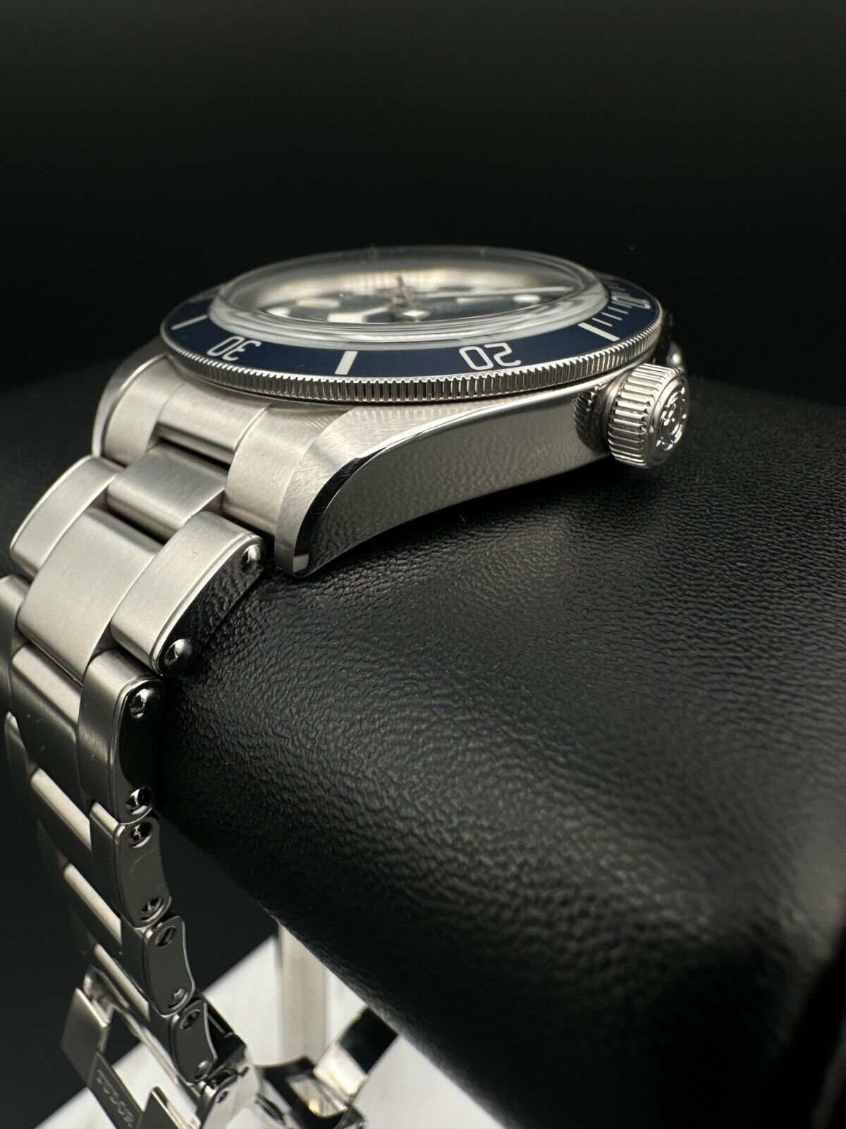 Tudor Black Bay Fifty-Eight Ref. 79030B Stainless Steel 39mm Automatic Watch from 2020, featuring a blue dial, unidirectional rotatable bezel with a 60-minute graduated disc in matte blue anodized aluminum, and silver gilded markings, paired with a Tudor stainless steel bracelet, in fair condition with obvious signs of wear, available at The Watch Trader, Madison, CT.