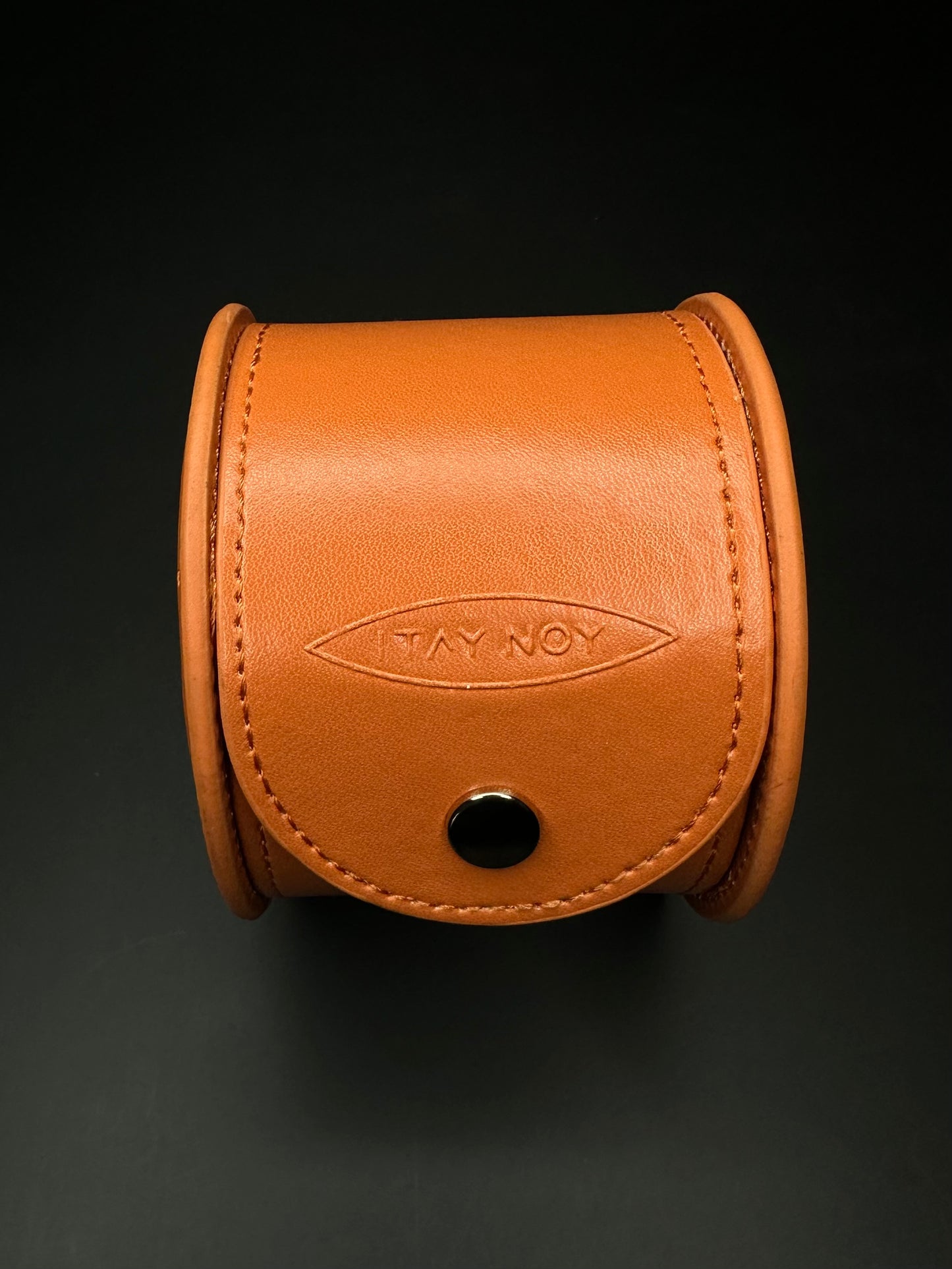 Itay Noy Full Month Limited Men's Automatic Watch with a 40mm stainless steel case, white dial featuring hours, minutes, sweep seconds, and a full date window, paired with a handmade leather band and double folding clasp, in very good condition with little to no signs of wear, includes warranty papers and travel case, available at The Watch Trader, Madison, CT.