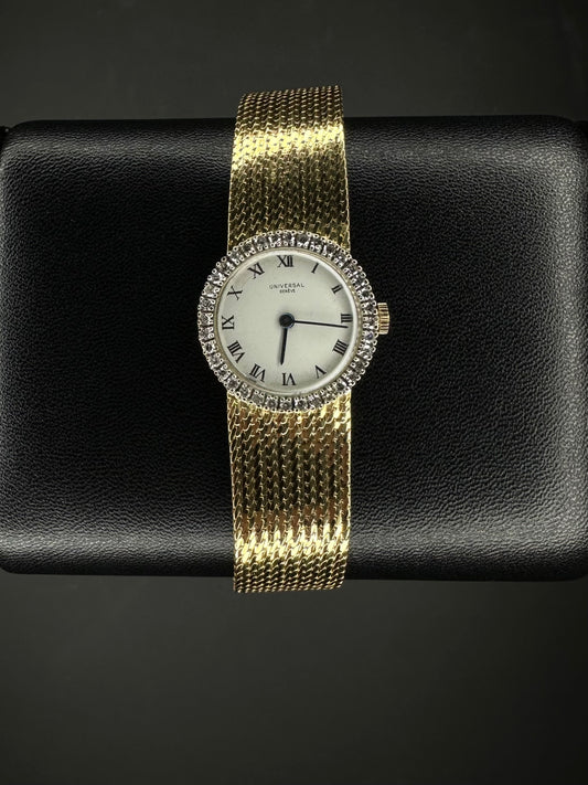 Universal Geneve Diamond Bezel 18k Ladies Mechanical Watch