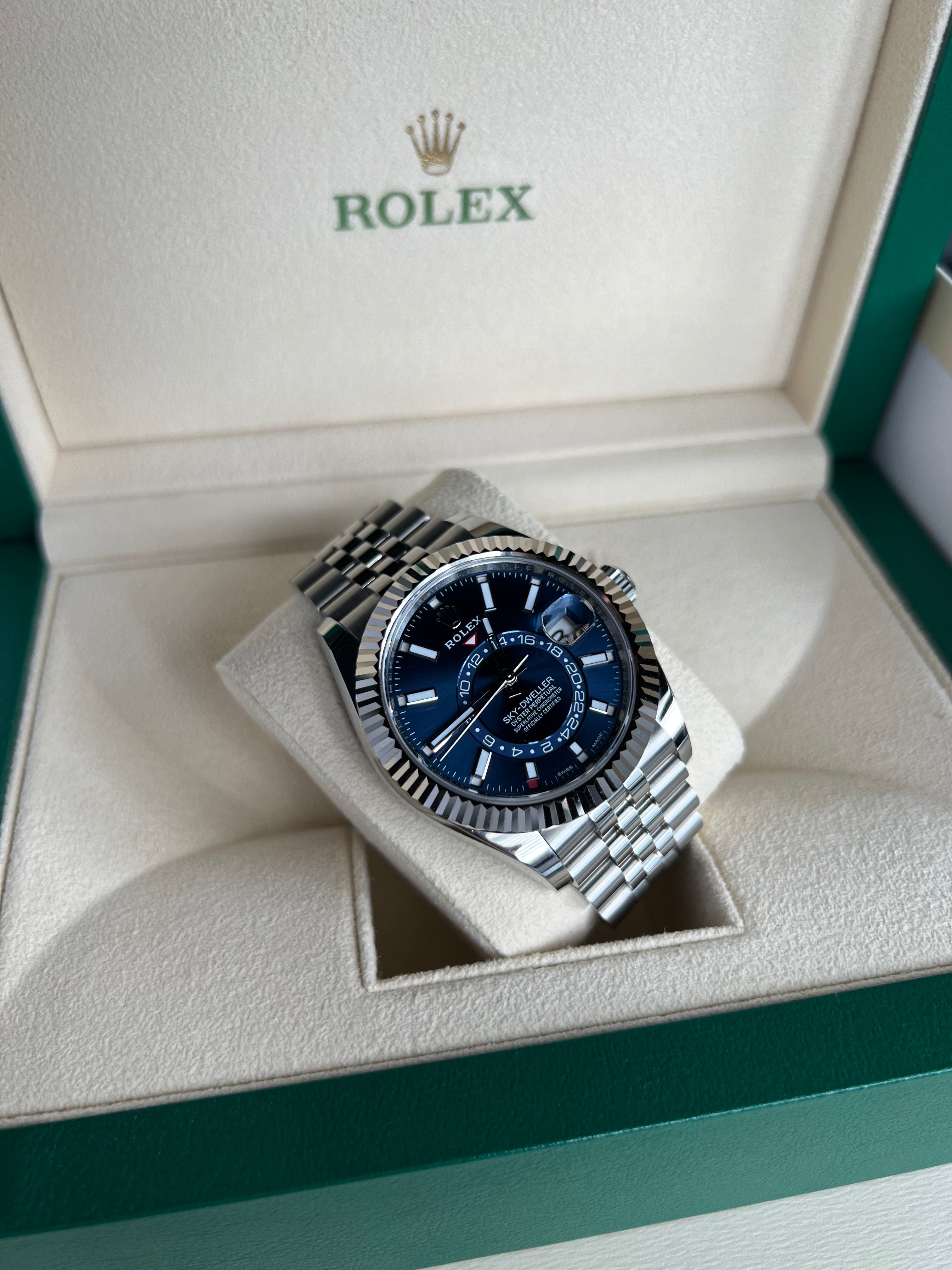 Rolex Skydweller 326934 with a Blue Dial on a Jubilee Bracelet 