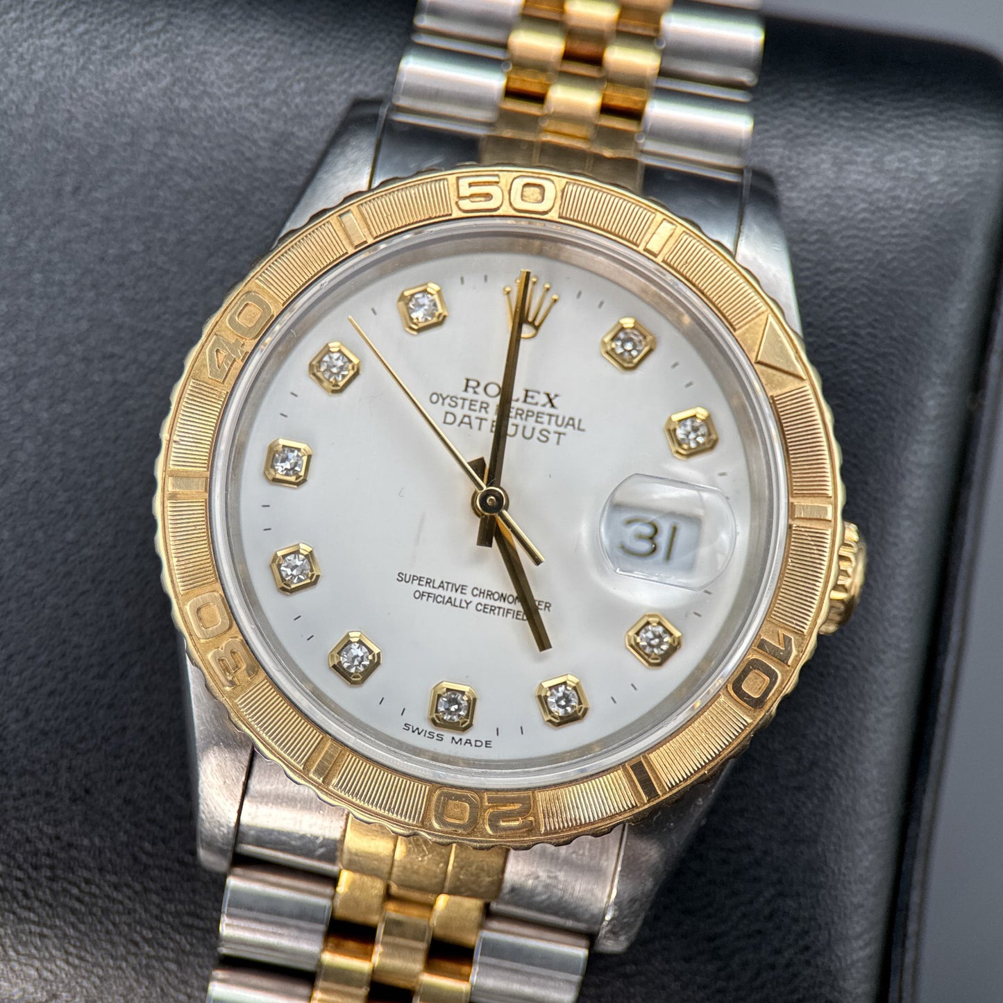 Rolex Datejust Turn-O-Graph 16263 White Diamond Dial 36mm Automatic Watch0