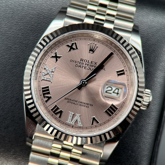 Rolex Datejust 126234 Pink Diamond Roman Dial 36mm March 2026 Complete Set0