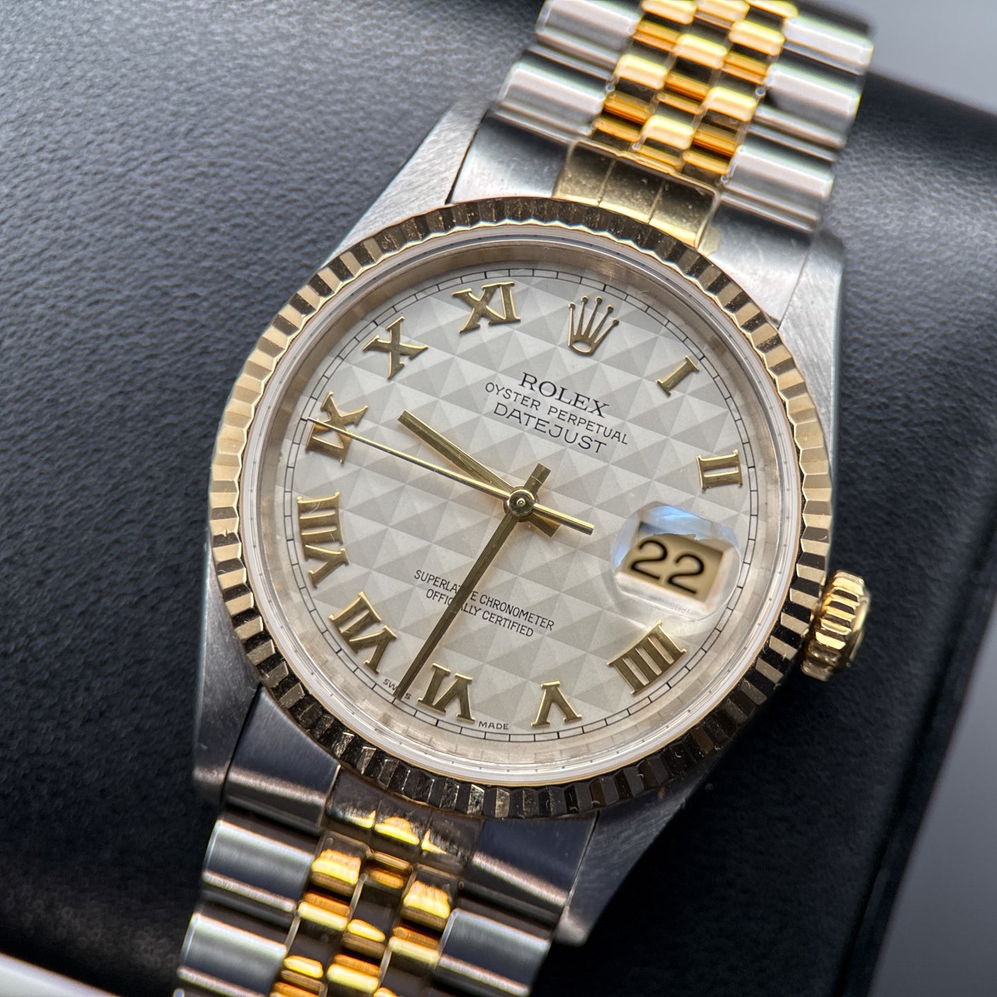 Rolex Datejust 16233 Ivory Pyramid Roman Dial Automatic 36mm Watch - 19990