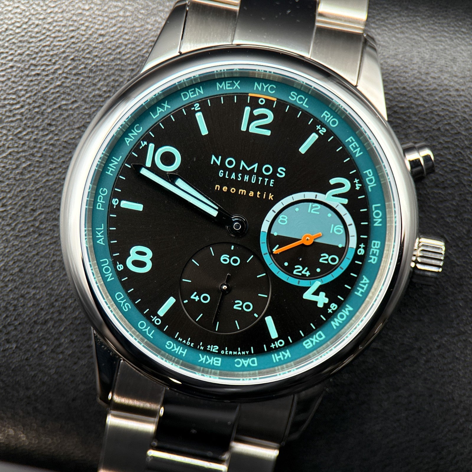 Nomos Glashütte Club Sport Neomatik Worldtimer 790.S7 Trace Dial 40mm Watch0