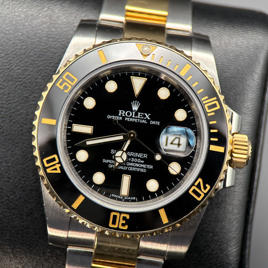 Rolex Submariner Date 116613 Black Dial Two-Tone Oyster 40mm Automatic Watch0