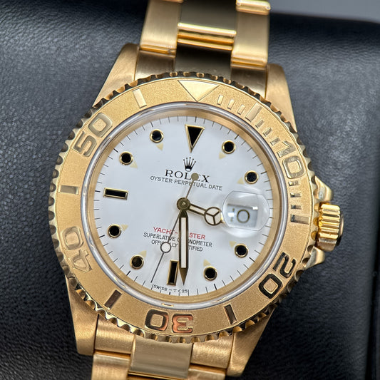 Rolex Yacht-Master 16628 White Dial Yellow Gold Oyster 40mm Automatic Watch0