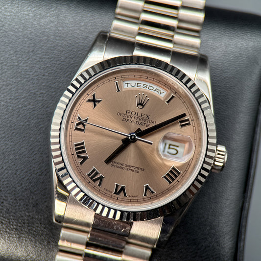 Rolex Day-Date 118239 Salmon Roman Dial White Gold Automatic 36mm Watch - 20080