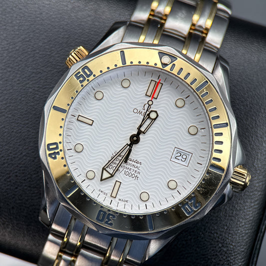 Omega Seamaster Diver 300M 168.1503 Two-Tone White Dial Automatic 41mm Watch0