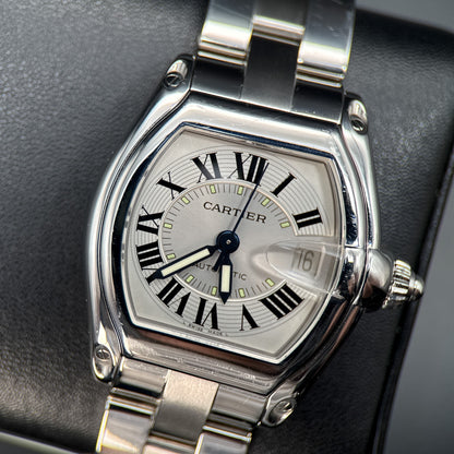 Cartier Roadster 2510 Silver Dial Steel Bracelet Automatic 37x44mm Watch0