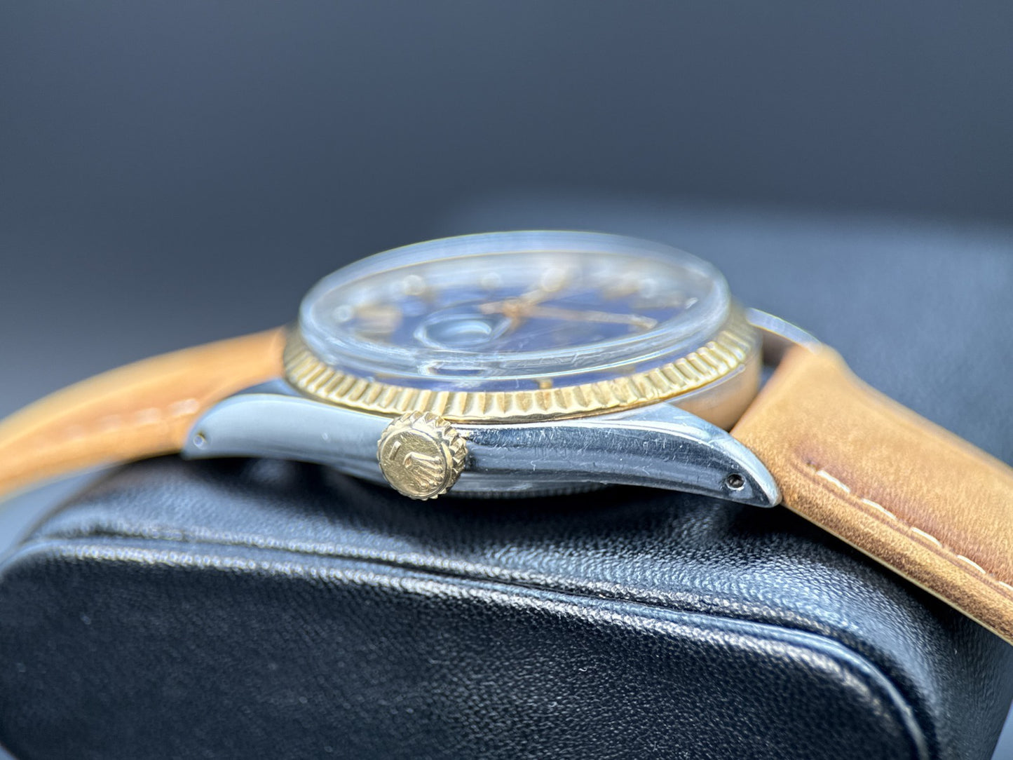 Vintage Rolex Datejust 1601 Blue Dial Gold Bezel Automatic 36mm Watch2