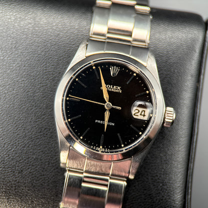 Vintage Rolex OysterDate 6466 Black Dial Oyster Rivet Bracelet Manual 30mm 19670