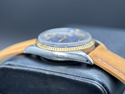 Vintage Rolex Datejust 1601 Blue Dial Gold Bezel Automatic 36mm Watch3