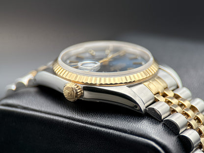 Rolex Datejust 16233 Blue Stick Dial Fluted Bezel Two-Tone Automatic 36mm Watch2