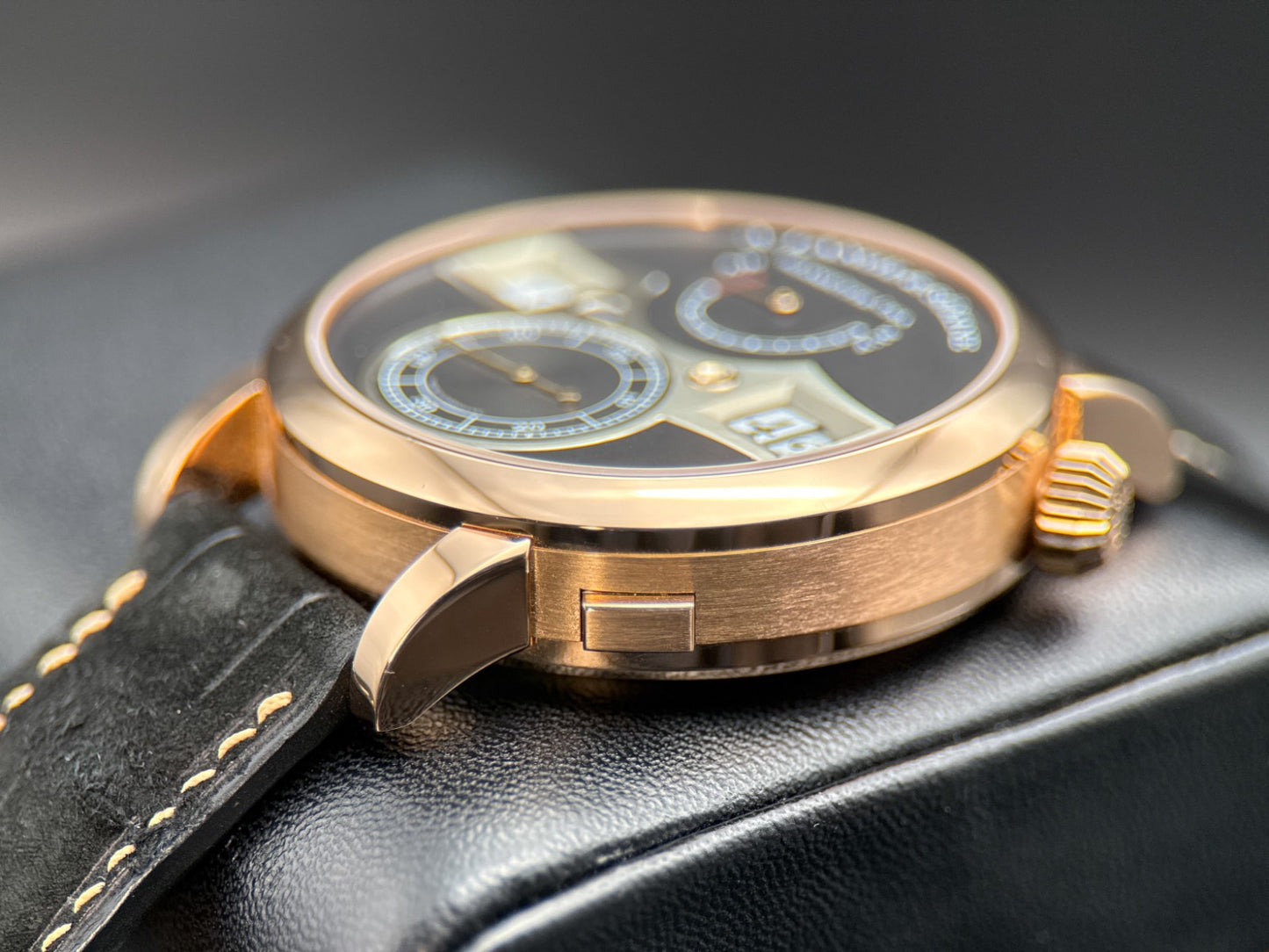 A. Lange & Söhne Zeitwerk 142.031 Rose Gold Black Dial Manual 41.9mm Watch 20231