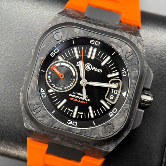 Bell & Ross BR-X5 Carbon Orange BRX5R-B0-TC/SRB Black Dial 41mm Watch - 20230