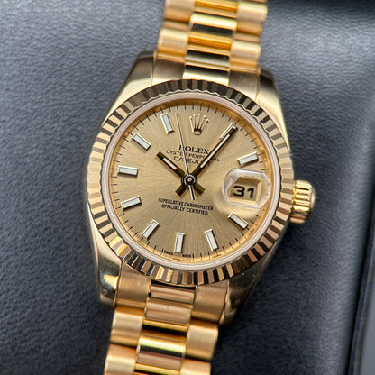 Rolex Lady Datejust 179178 Champagne Dial Yellow Gold 26mm Automatic Watch0