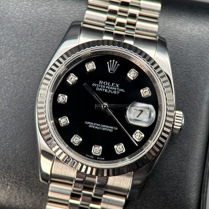 Rolex Datejust 116234 Black Diamond Dial Jubilee Automatic 36mm Watch0
