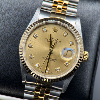 Rolex Datejust 16233 Champagne Diamond Dial Automatic 36mm Watch - 19960