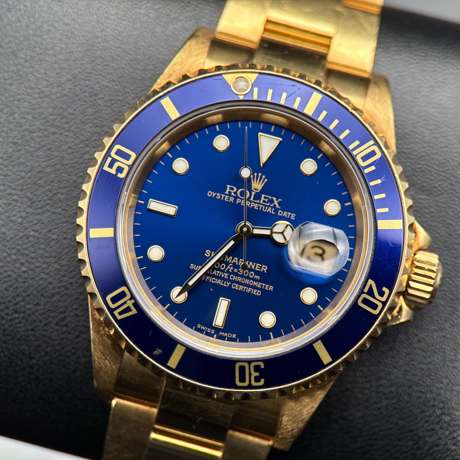 Rolex Submariner Date 16618 Bluesy Yellow Gold Unpolished 40mm Automatic Watch0