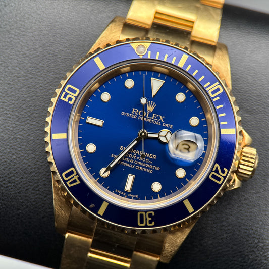 Rolex Submariner Date 16618 Bluesy Yellow Gold Unpolished 40mm Automatic Watch0