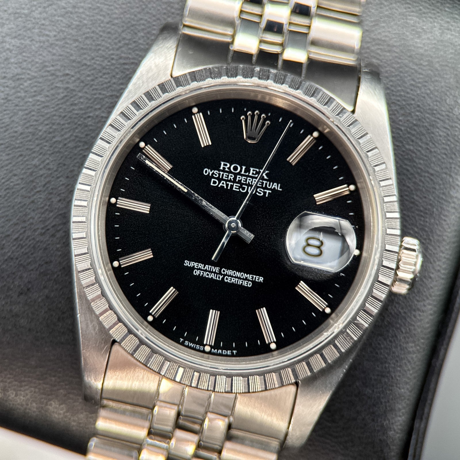 Rolex Datejust 16220 Black Dial Stainless Steel Jubilee Automatic 36mm Watch0