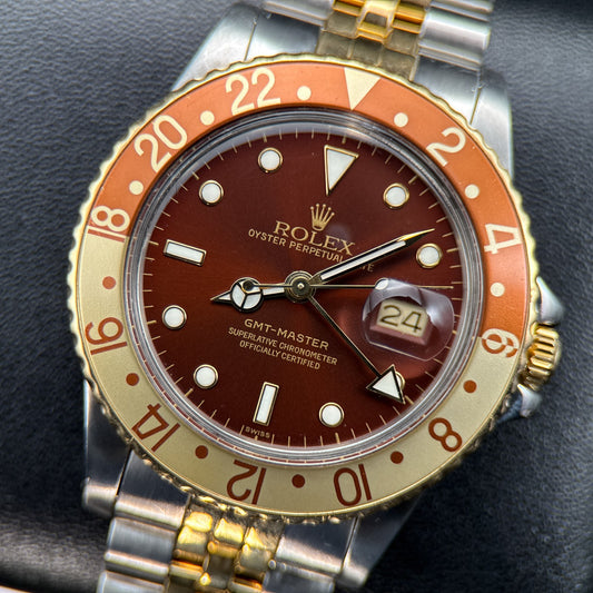 Rolex GMT-Master 16753 Vintage Root Beer Automatic 40mm Watch Complete Set 19870