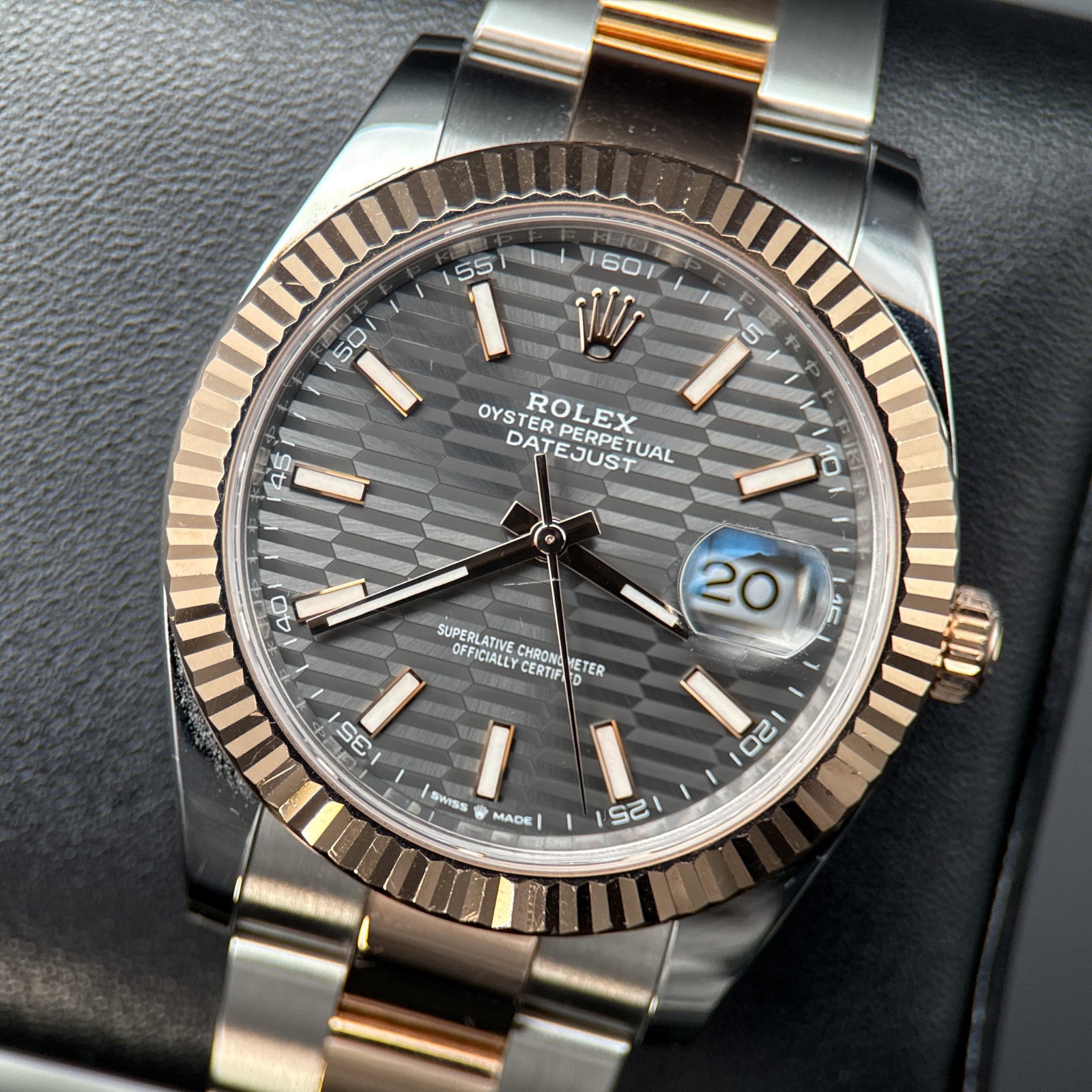 Rolex Datejust 41 126331 Grey Motif Dial Rose Gold Stainless Steel Oyster - 20230