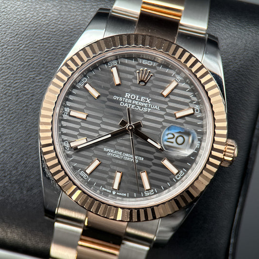 Rolex Datejust 41 126331 Grey Motif Dial Rose Gold Stainless Steel Oyster - 20230
