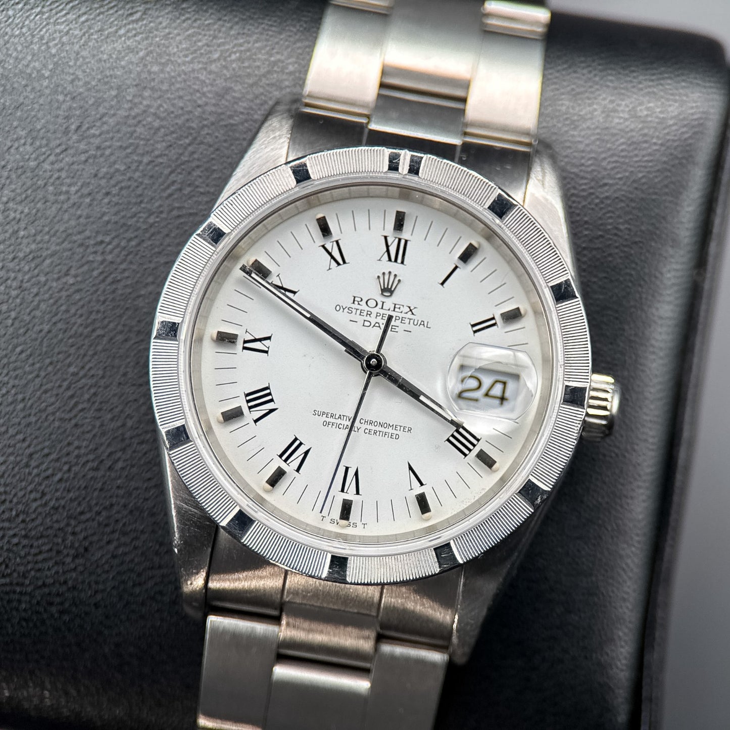 Rolex Date 15210 White Roman Dial Stainless Steel Oyster Automatic 34mm Watch0