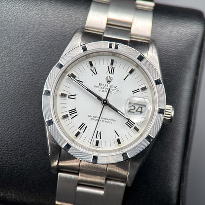 Rolex Date 15210 White Roman Dial Stainless Steel Oyster Automatic 34mm Watch0