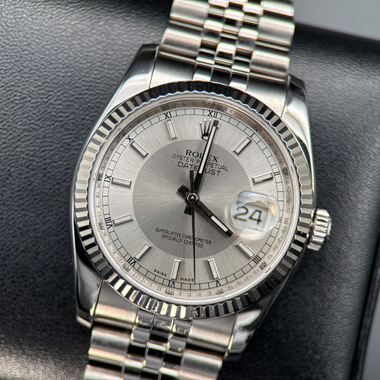 Rolex Datejust 116234 Silver Tuxedo Dial Steel Jubilee Automatic 36mm Watch0