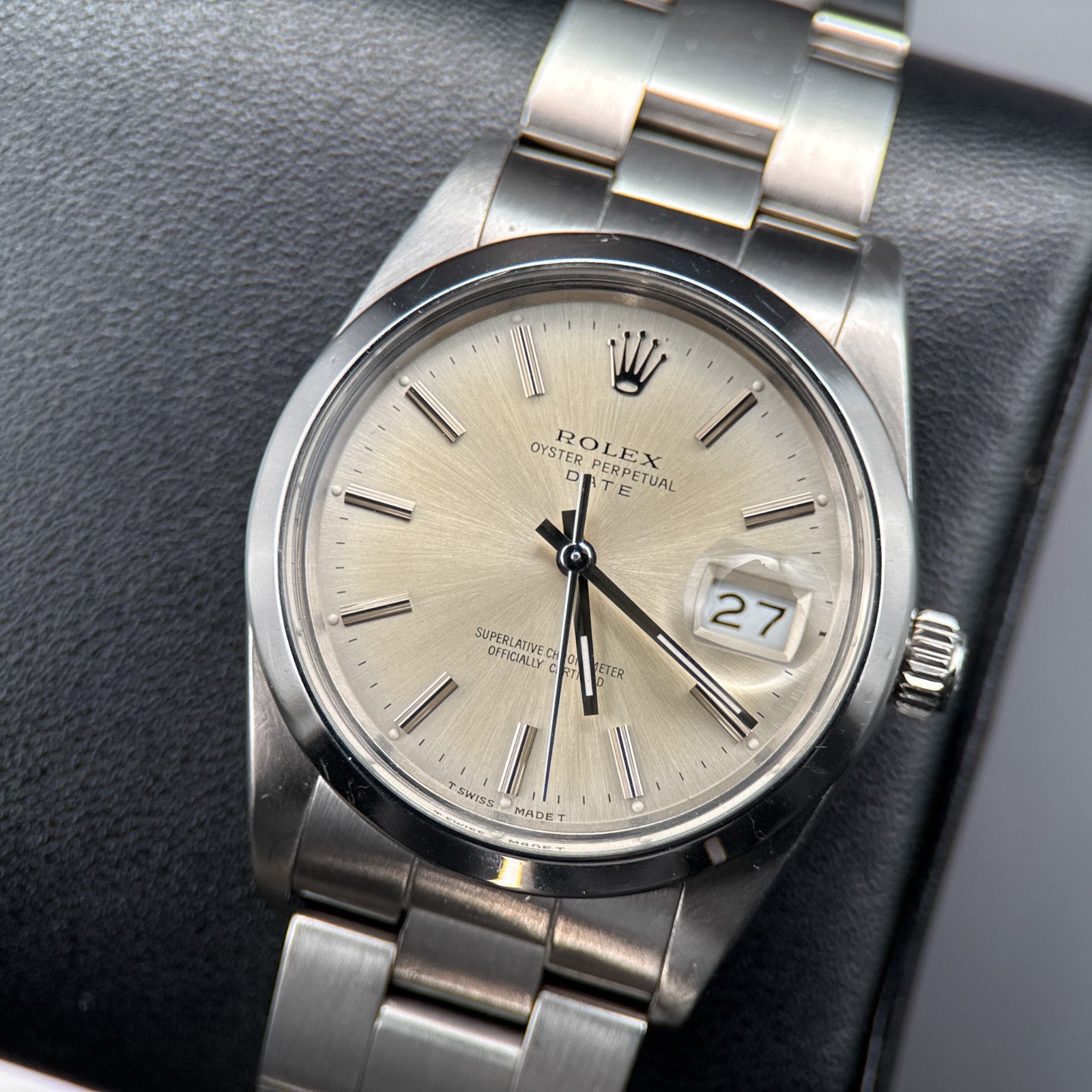Vintage Rolex Date 15000 Silver Dial Stainless Steel Automatic 34mm Watch0