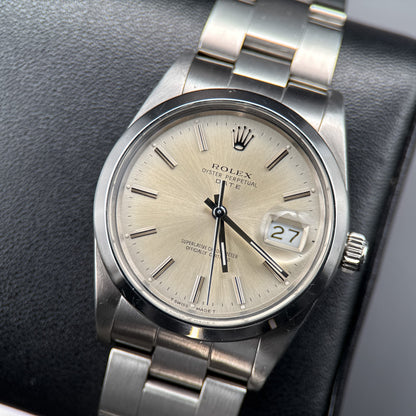 Vintage Rolex Date 15000 Silver Dial Stainless Steel Automatic 34mm Watch0