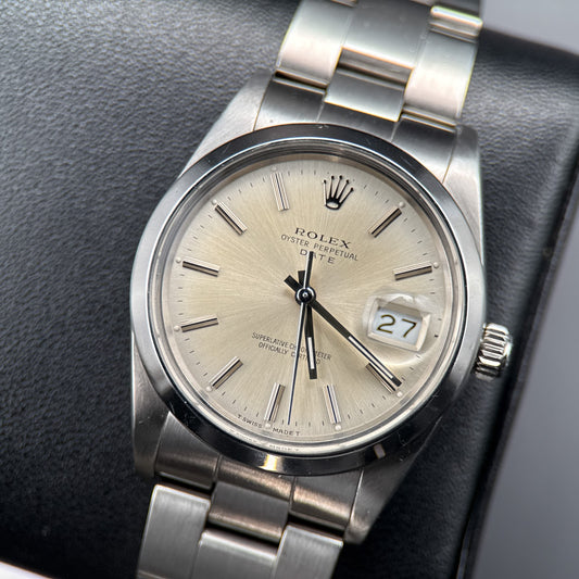 Vintage Rolex Date 15000 Silver Dial Stainless Steel Automatic 34mm Watch0