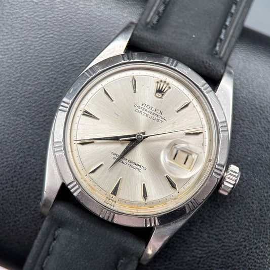 Rolex Datejust 1603 Rare "Bamboo" Engine Turned Bezel Vintage 36mm Watch0