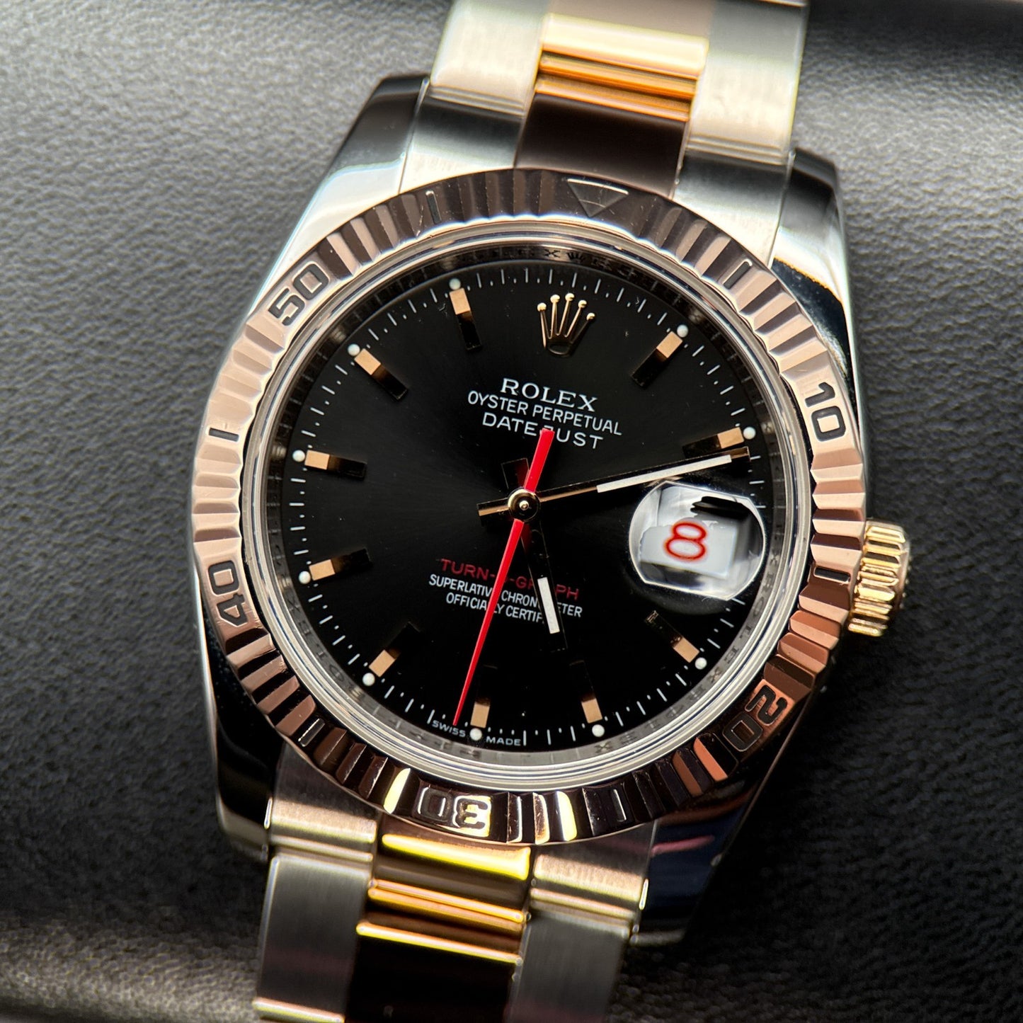 Rolex Datejust Turn-O-Graph Thunderbird Black Dial Two Tone 36mm Automatic Watch0