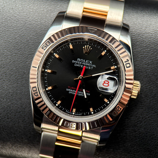 Rolex Datejust Turn-O-Graph Thunderbird Black Dial Two Tone 36mm Automatic Watch0