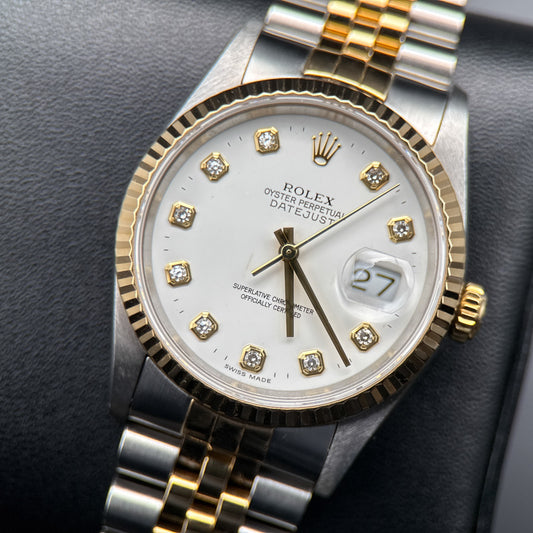 Rolex Datejust 16233 White Diamond Dial Two-Tone Automatic 36mm Watch - 19970