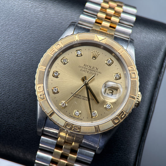 Rolex Datejust Turn-O-Graph 16263 Champagne Diamond Dial 36mm Automatic Watch0