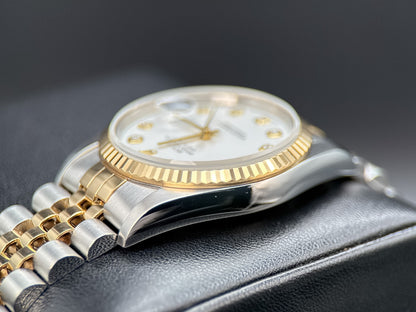 Rolex Datejust 16233 White Diamond Dial Two-Tone Automatic 36mm Watch - 19944