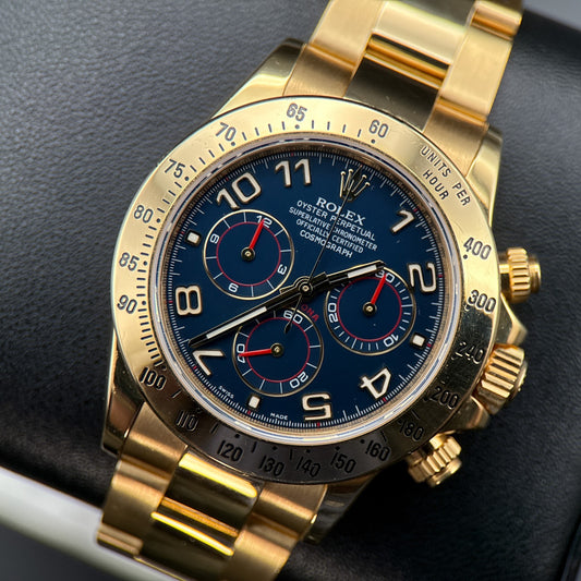 Rolex Cosmograph Daytona 116528 Blue Racing Dial Yellow Gold Automatic Watch0