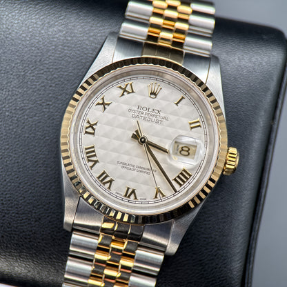 Rolex Datejust 16233 Ivory Pyramid Dial Two-Tone Automatic 36mm Watch0