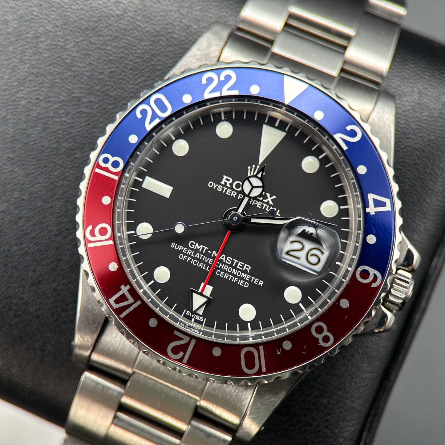Vintage Rolex GMT-Master 1675 Pepsi Black Dial Automatic 40mm Watch - 19700