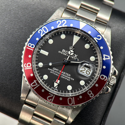 Vintage Rolex GMT-Master 1675 Pepsi Black Dial Automatic 40mm Watch - 19700