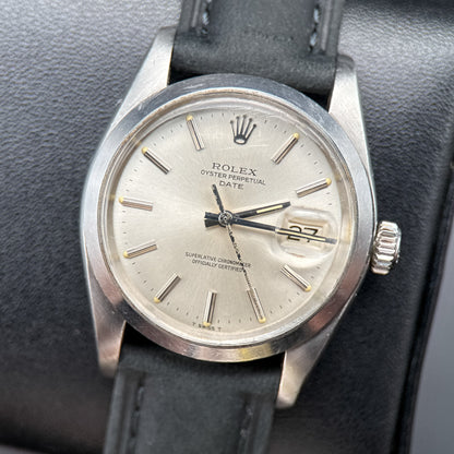 Vintage Rolex Date 1500 Silver Dial Stainless Steel Automatic 34mm Watch0