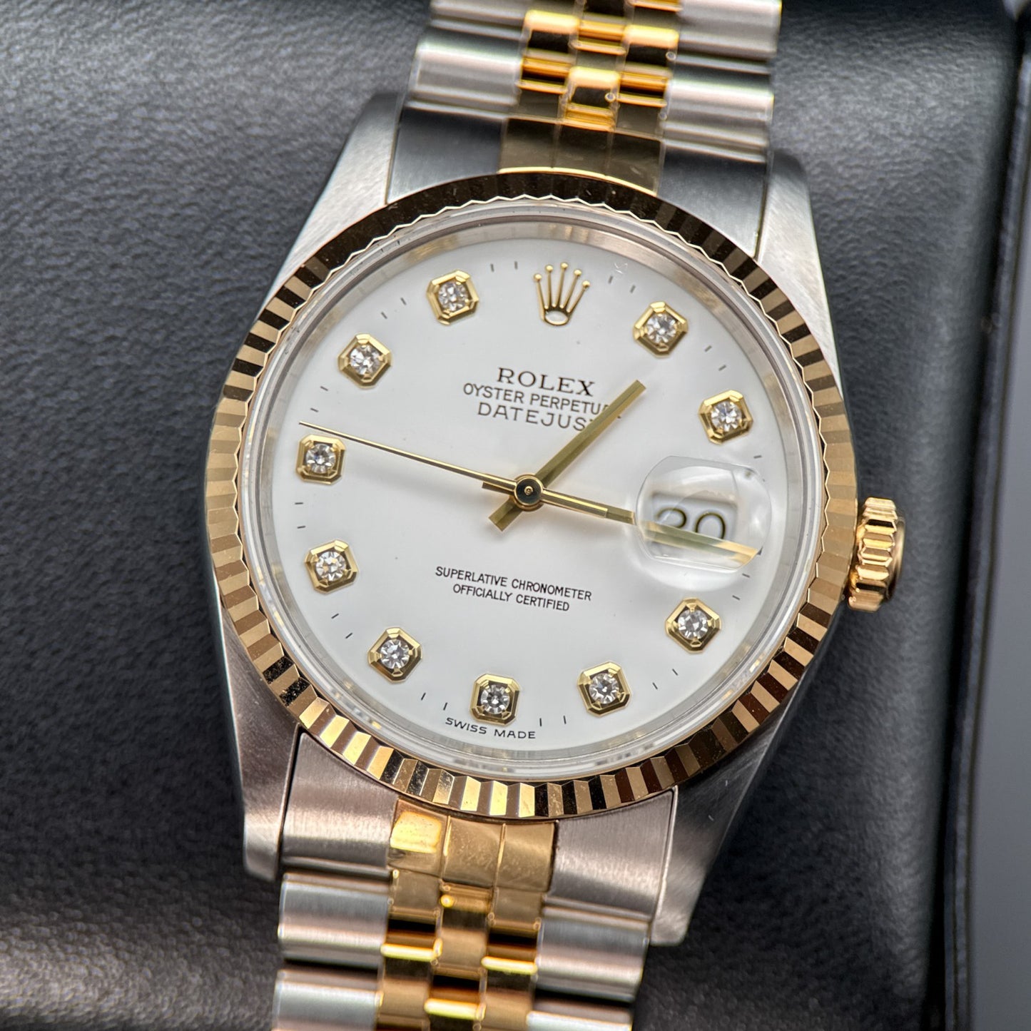 Rolex Datejust 16233 White Diamond Dial Two-Tone Automatic 36mm Watch - 19940